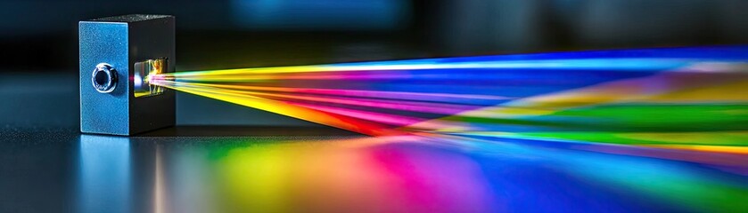 Prism light spectrum, lab table, science