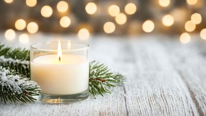 Wall Mural - Festive candlelight, winter scene, bokeh background, holiday card