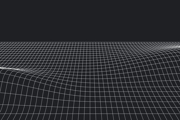 Poster - Black and white image of a mesh with dimensions. Scene is somewhat abstract and futuristic