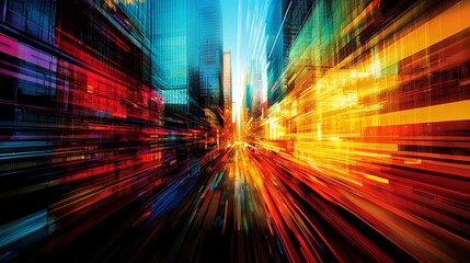 Poster - Abstract Cityscape Speed Lines Vibrant Colors