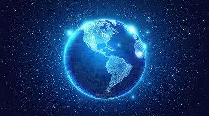 Poster - Digital Earth in Space with Stars and Bright Orbital Lights