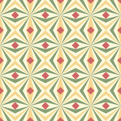 Poster - seamless pattern featuring a repeating geometric design in a warm and inviting color palette of yellow, green, and red