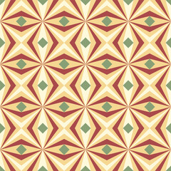 Poster - seamless pattern featuring a repeating geometric design in a warm and inviting color palette of yellow, green, and red