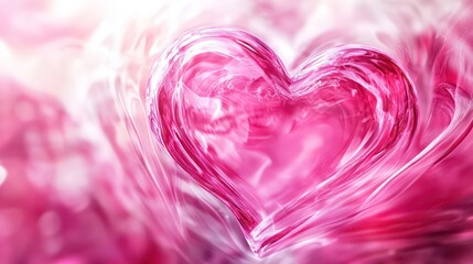 Poster - radiant pink heart swirl abstract design with hypnotic kaleidoscope effect and soft focus lighting