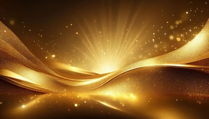 Poster - Striking Abstraction Gold Glitter Light Effect over Luxurious Background, Illuminating an Elegant Scene with Radiant Glow and Shimmer, Ideal for HighEnd Designs and Advertisements.