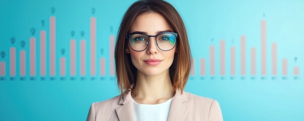Poster - Business presentation by professional woman office environment profile view data visualization concept