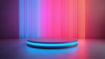 Poster - Dynamic light display with neon glow modern studio photography vibrant background wide angle artistic concept