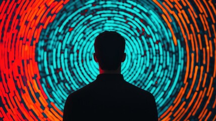 Poster - Exploring circular patterns through light and color urban setting abstract art contemporary environment rear view