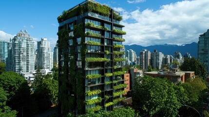 Aufkleber - A sustainable apartment building with a vertical garden facade,