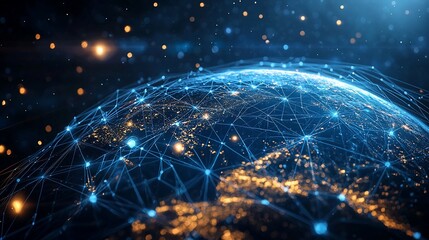 Aufkleber - Global Network Connections Illuminating Earth At Night