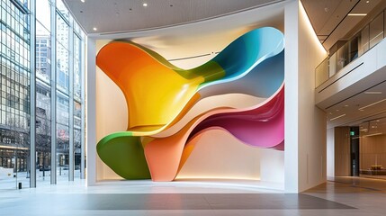 Poster - A vibrant abstract art installation in a public space