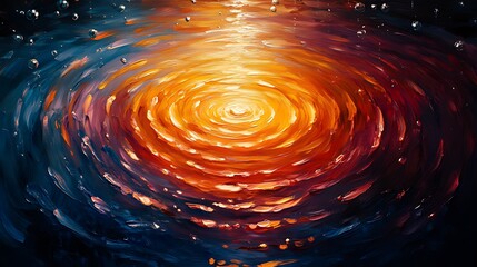 Wall Mural - Abstract swirling water, sunset reflection, digital art, peaceful background, meditation
