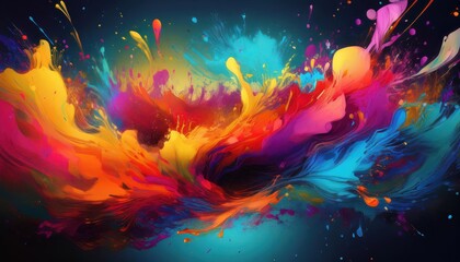 Poster - Vibrant Multicolor Splashes Stunning HD Wallpaper Showcasing a Kaleidoscope of Colors and Textures in an Abstract Artwork