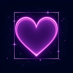 Poster - Vibrant Neon Heart Glowing Against A Starry Background In An Abstract And Modern Digital Art Design