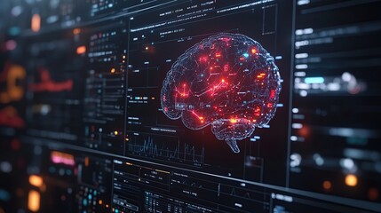 Poster - Digital Brain Analysis Screen Data Visualization