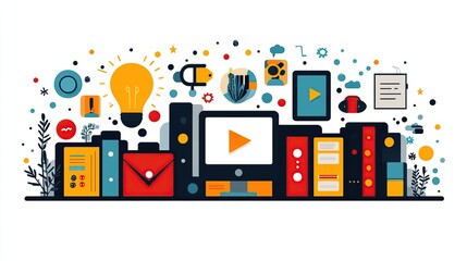 Poster - Digital workspace, ideas, online learning, technology, background, website banner