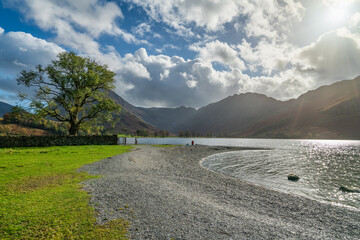 Canvas Print - Buttermere Lake overlooking haystacks peack in Lake District. UK