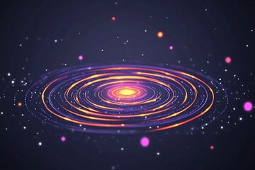 Poster - Abstract Cosmic Nebula with Glowing Orange and Purple Rings