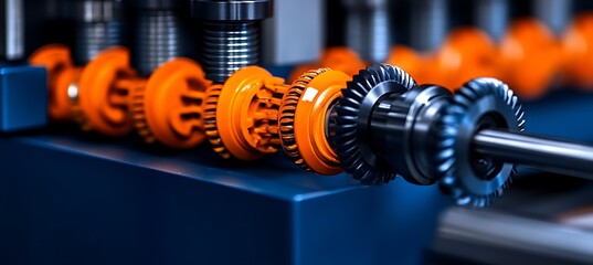 Poster - Close-up of Interlocking Gears and Precision Machinery Components