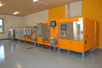 Poster - Industrial Automated Cleaning System for Bottles or Containers in a Modern Facility