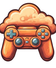 Poster - Cloud Gaming Controller: Orange Gamepad with Cloud Storage Concept