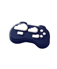 Poster - 3D Render of a Dark Blue Game Controller with Clouds
