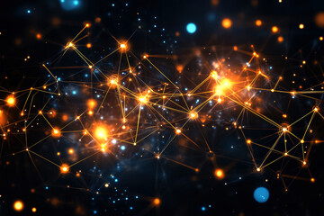 Poster - This mesmerizing digital artwork showcases a web of luminous connections, illuminating the interplay between technology and cosmos, embodying the essence of interconnectedness and innovation.