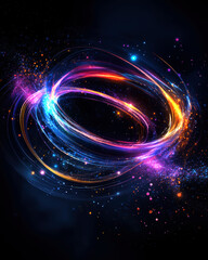 Poster - A mesmerizing abstract representation of swirling cosmic energies, featuring vibrant colors and sparkling elements.