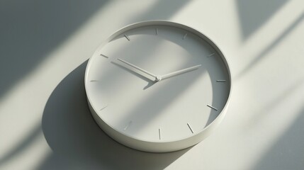 Poster - Minimalist White Clock Wall Decor Shadow Light