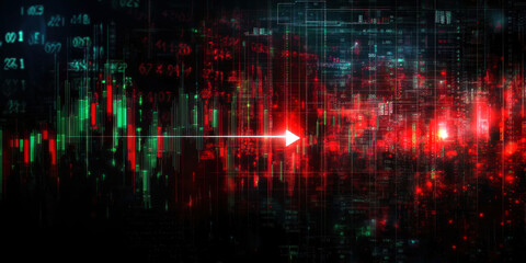 Poster - Dive into a vibrant digital landscape filled with fluctuating data patterns and trends.