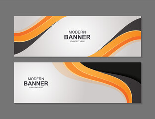 Wall Mural - Black and yellow abstract wave Banner design