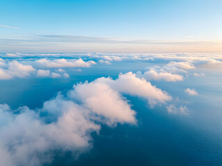 Wall Mural - aerial cloudscape floating cotton - candy worlds, a bird's - eye view of clouds: dreamy formations