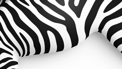 Poster - Close-up of a curved zebra skin texture with black and white stripes.
