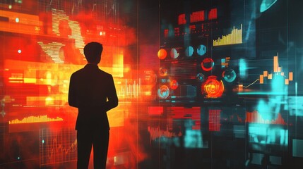Poster - Man Analyzing Data on Futuristic Interface