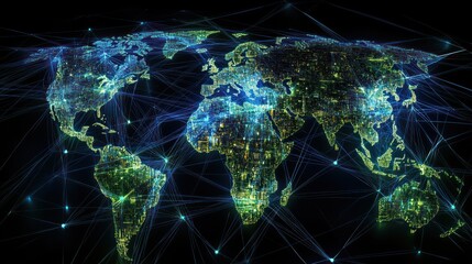 Poster - Global Network: Interconnected World, Digital Landscape, Worldwide Communication