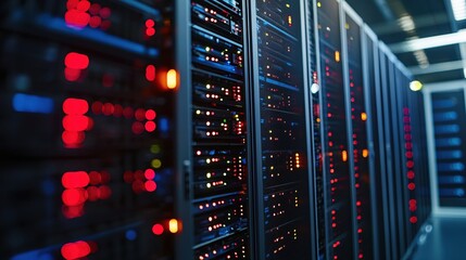Poster - Illuminated Data Center Servers Network Technology Modern Infrastructure