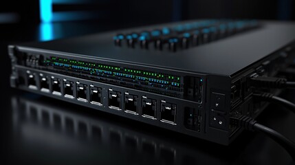Fototapete - Advanced Network Switch Modern Technology Data Center Server Room Equipment