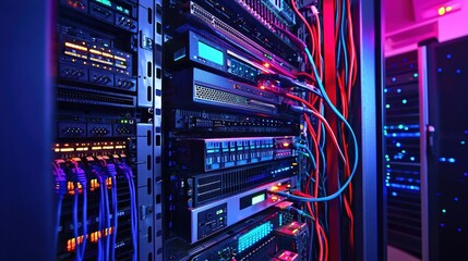 Aufkleber - Vibrant Network Server Rack Modern Technology Data Center