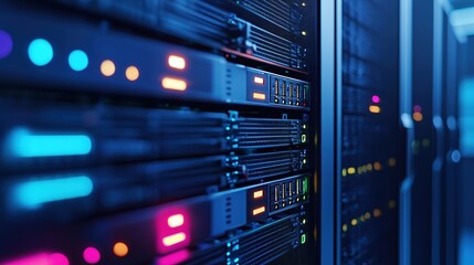 Poster - Illuminated Data Center Servers Network Technology Infrastructure
