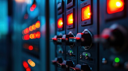 Aufkleber - Illuminated Control Panel Switches Glowing Red and Green Lights Industrial Technology