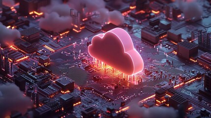 Aufkleber - Futuristic Cloud Computing Network Digital Technology Server Circuit Board