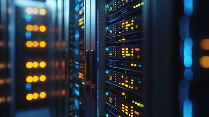 Aufkleber - Illuminated Server Racks in Modern Data Center Technology