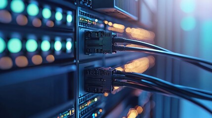 Poster - High Tech Server Room Network Cables Data Center Technology