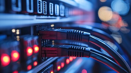 Poster - Network Server Data Center Cables Technology Closeup