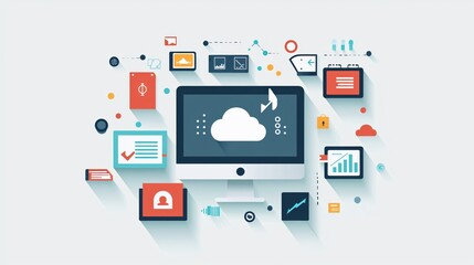 Poster - Modern Cloud Computing Technology Network Data Innovation Digital Business