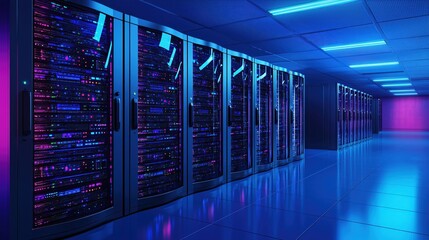 Poster - Futuristic Server Room Data Center Technology Network Infrastructure