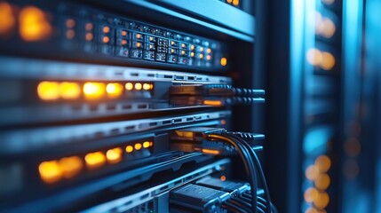 Poster - Modern Data Center Server Rack Close Up Technology