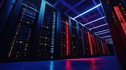 Poster - Futuristic Server Room Data Center Network Technology Servers