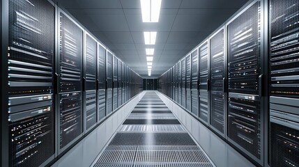 Poster - Modern Data Center Server Room Technology Infrastructure Corridor