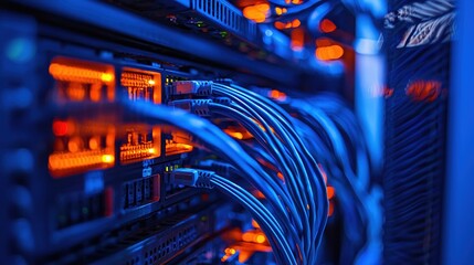 Poster - Blue and Orange Network Server Room Cables Technology